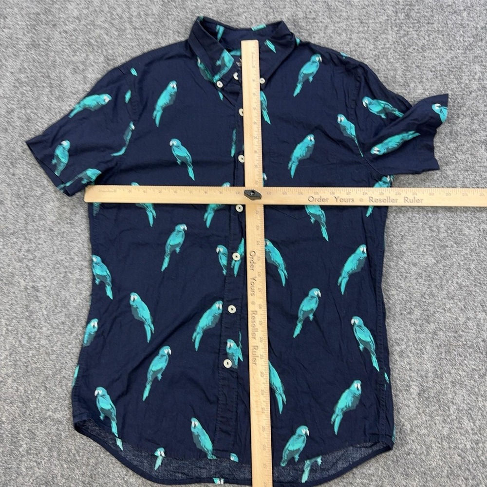 American Eagle Shirt Mens S Blue Parrot Graphic Short Sleeve Button Down - Picture 5 of 8
